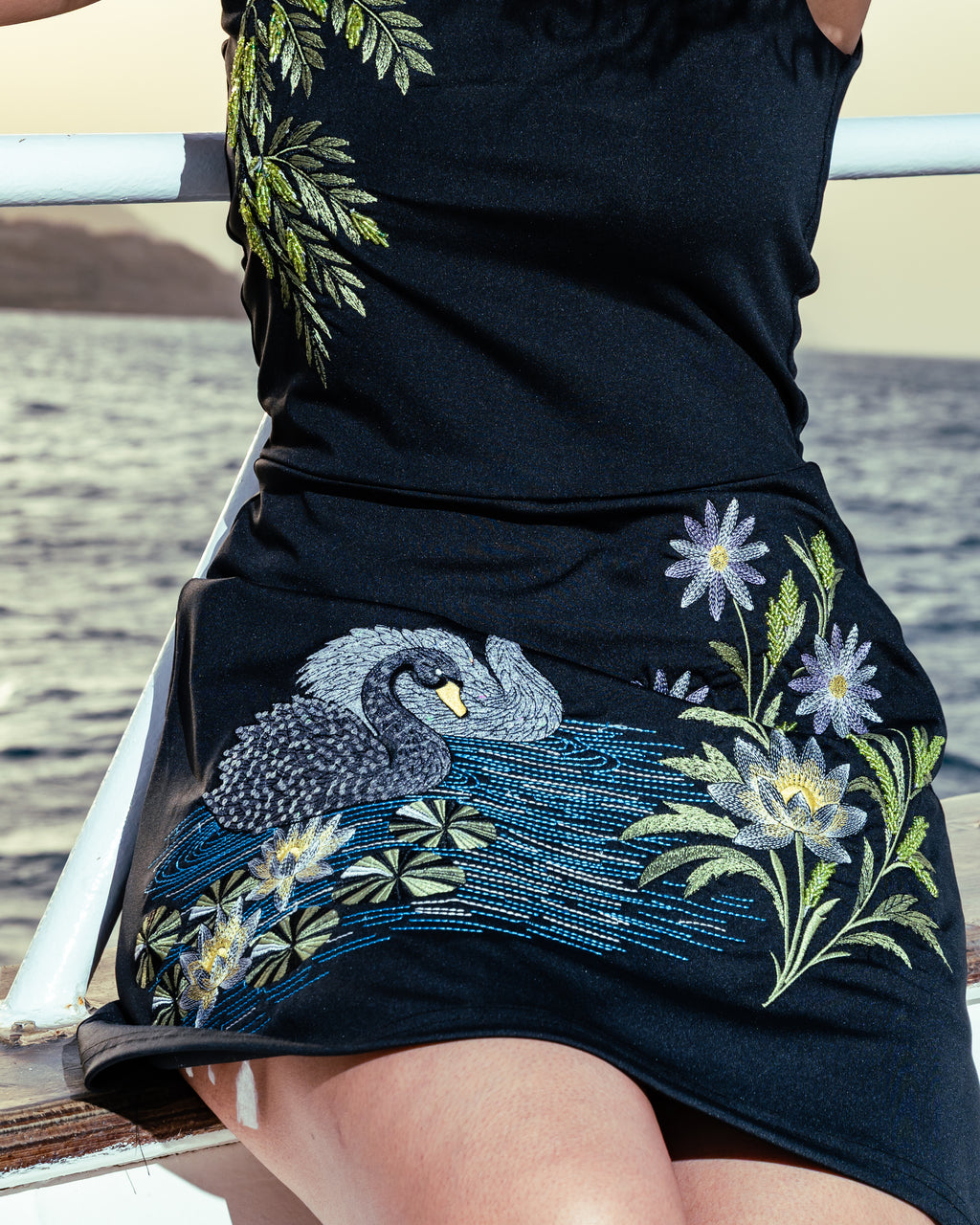 Black Swan Embroidered Swimdress - pre order 15 days