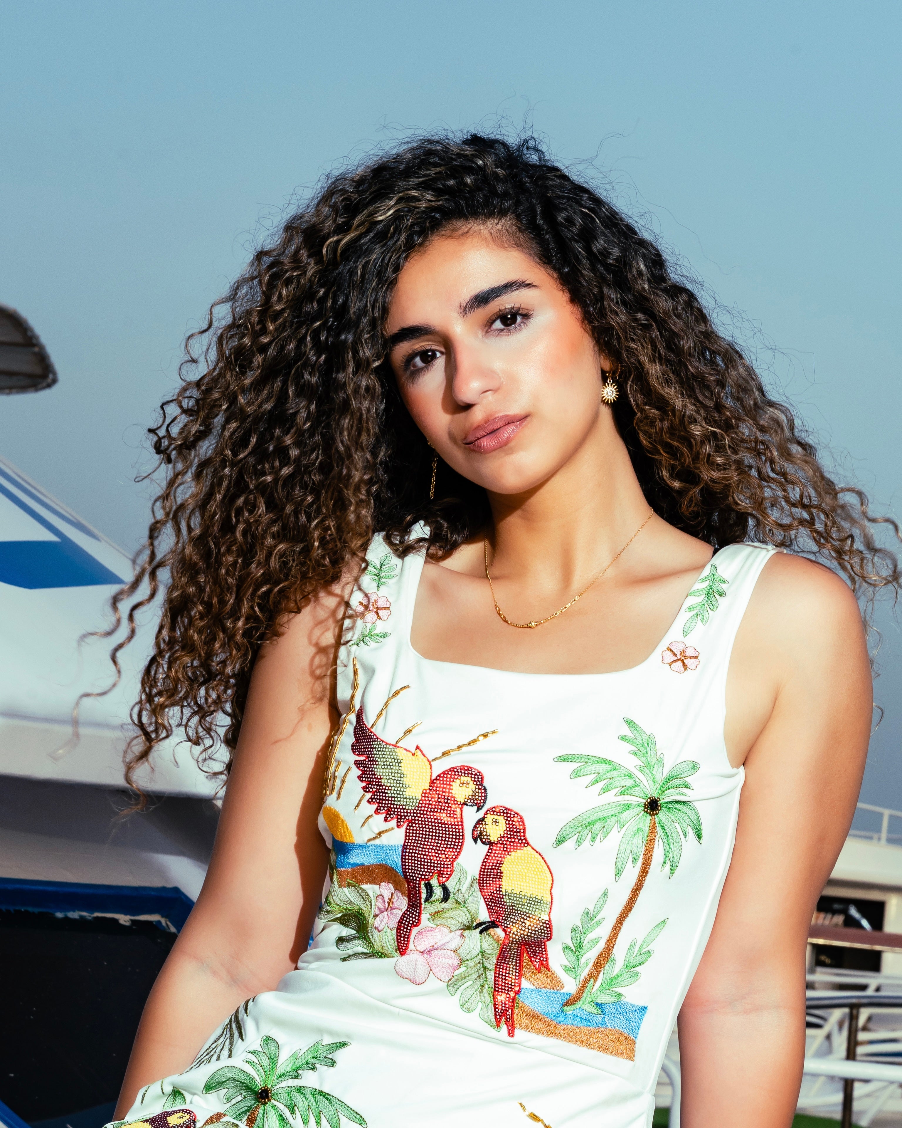Hawaiian White Embroidered Swimdress