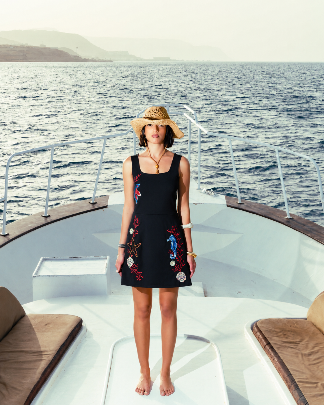 La Mer Black Embroidered Swimdress