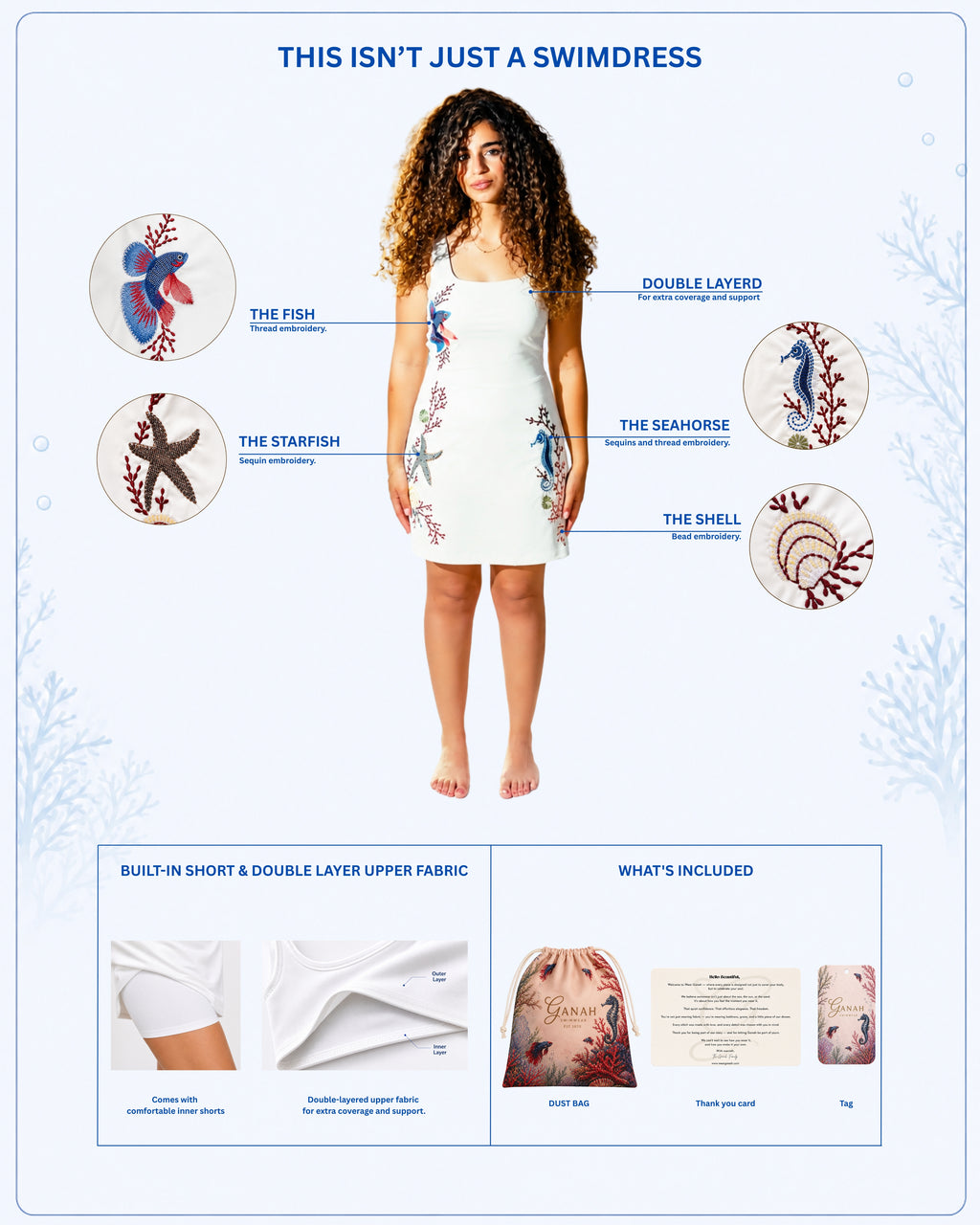 La Mer White Embroidered Swimdress - pre order 15 days