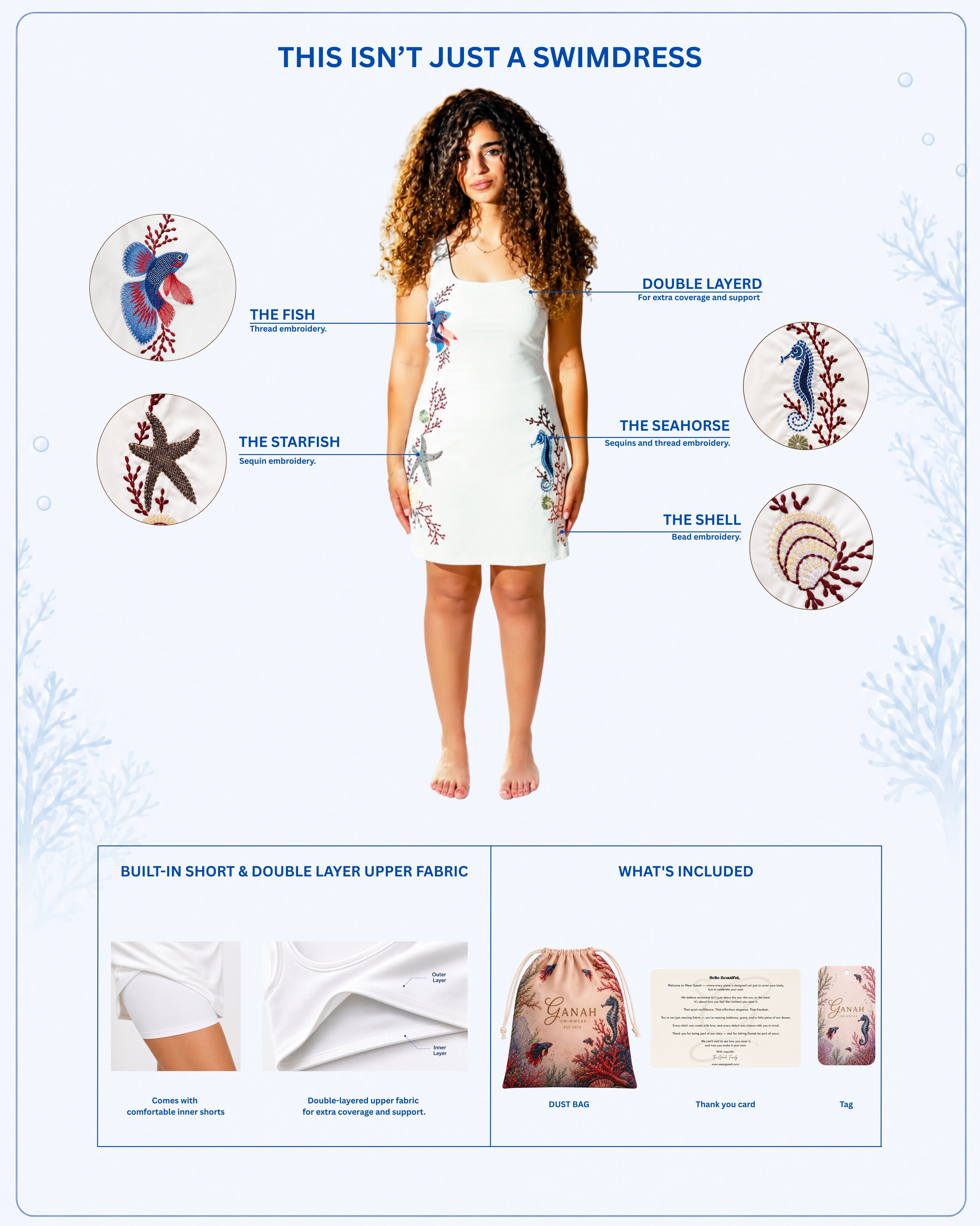 La Mer White Embroidered Swimdress - pre order 15 days